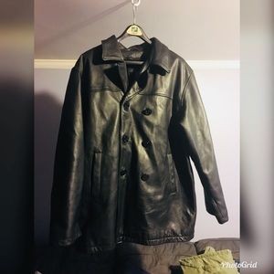Men leather Peacoat